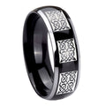 8mm Multiple Celtic Dome Glossy Black 2 Tone Tungsten Ring