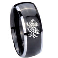 8mm Dragon Dome Glossy Black 2 Tone Tungsten Custom Ring