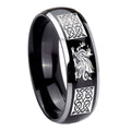 8mm Multiple Dragon Celtic Dome Glossy Black 2 Tone Tungsten Band
