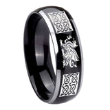 8mm Multiple Dragon Celtic Dome Glossy Black 2 Tone Tungsten Men's Wedding Band