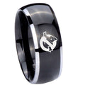 8mm Ghostbusters Dome Glossy Black 2 Tone Tungsten Ring