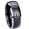 8mm Indigo Lanterns Dome Two Tone Black Tungsten Mens Ring