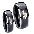 Wolf Dome Glossy Black 2 Tone Tungsten Bridal Band Set