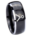 10mm Stargate Dome Glossy Black 2 Tone Tungsten Carbide Mens Wedding Ring