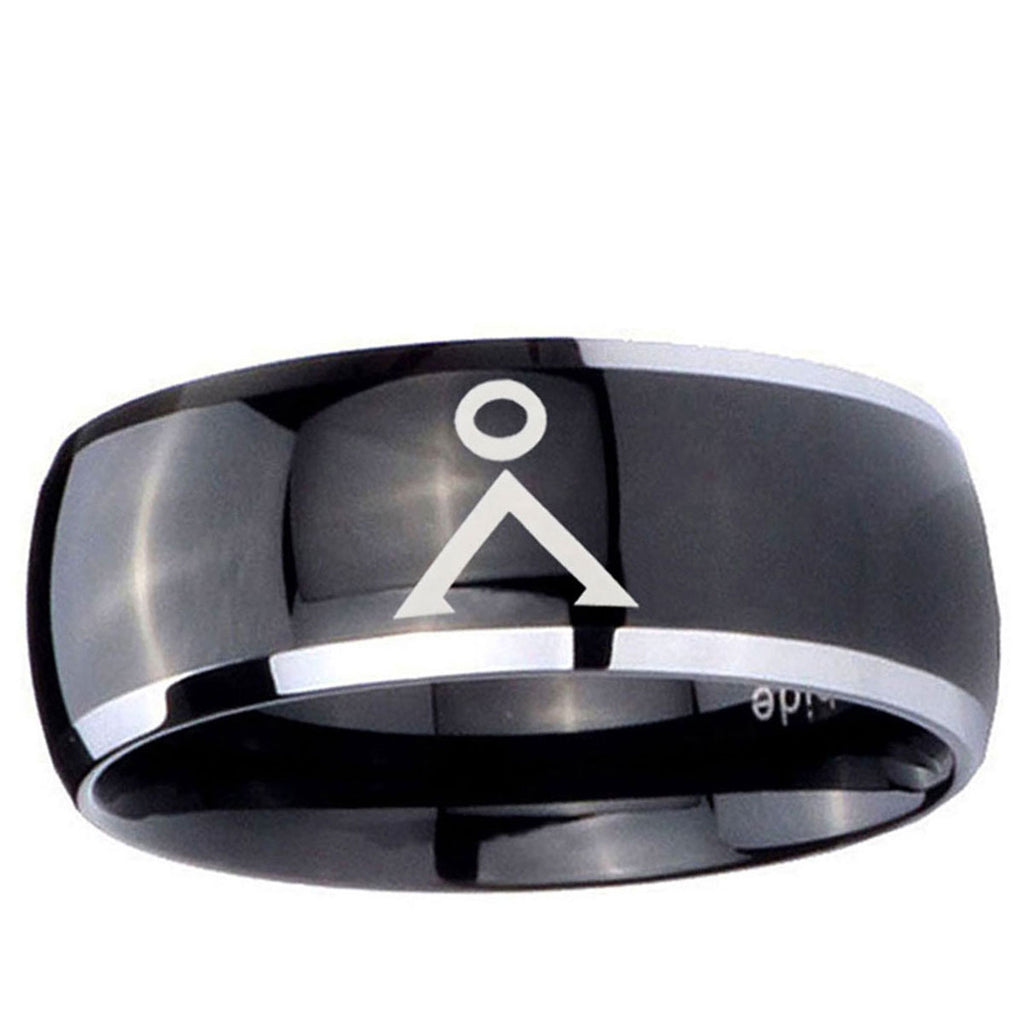 10mm Stargate Dome Glossy Black 2 Tone Tungsten Ring