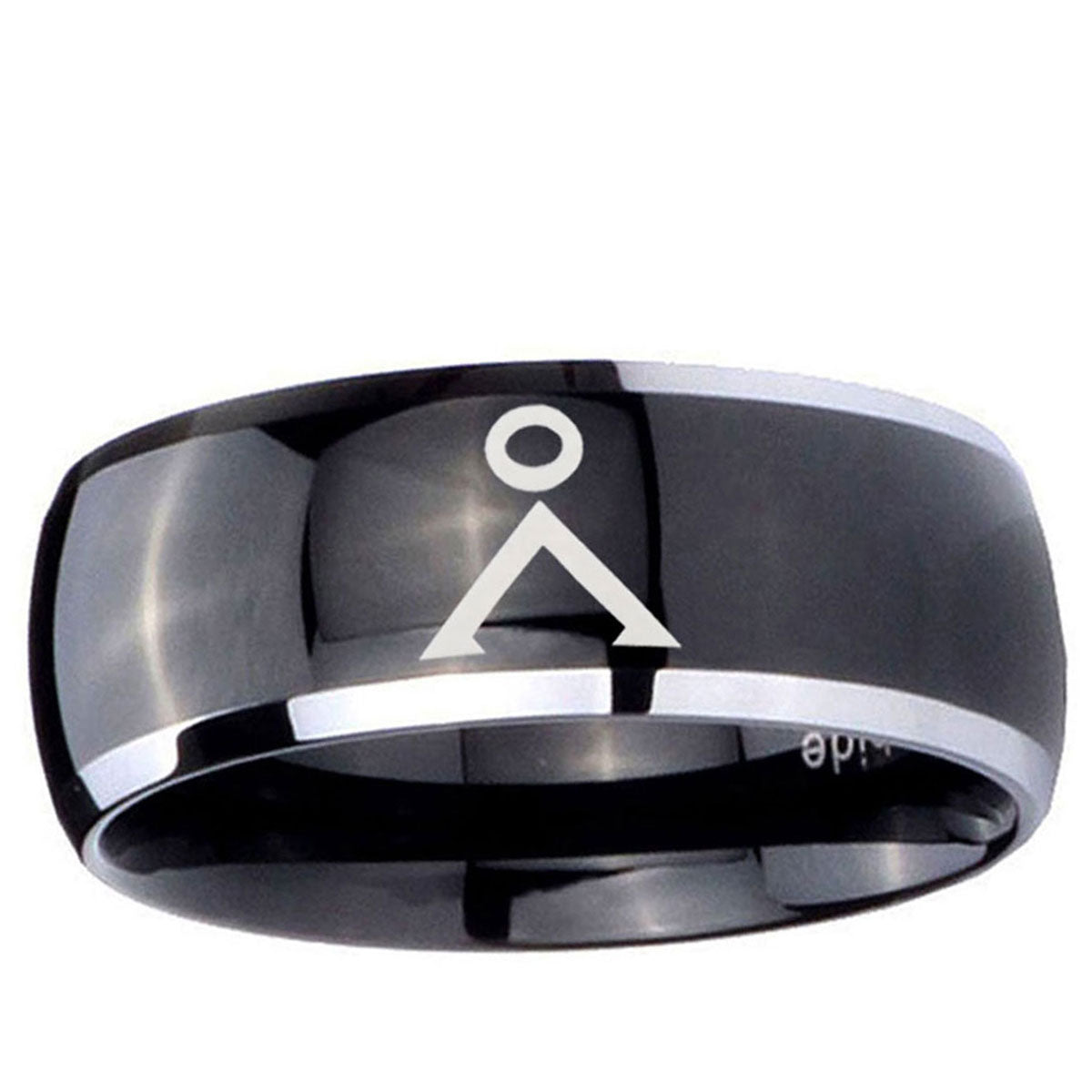 10mm Stargate Dome Glossy Black 2 Tone Tungsten Ring