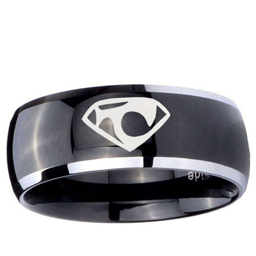 10mm House of Van Dome Glossy Black 2 Tone Tungsten Ring