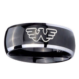 10mm-Waylon-Jennings-Dome-Glossy-Black-2-Tone-Tungsten-Men's-Wedding-Ring