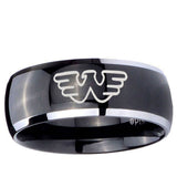 5, 8mm Waylon Jennings Dome Glossy Black 2 Tone Tungsten Carbide Mens Bands Ring