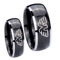 Waylon Jennings Dome Glossy Black 2 Tone Tungsten Wedding Ring Set