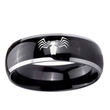 5, 8mm Spider Dome Glossy Black 2 ToneTungsten Ring
