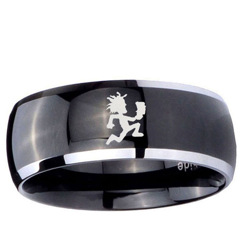 10mm Hatchet Man Dome Glossy Black 2 Tone Tungsten Ring