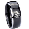 10mm Love Power Rangers Dome Glossy Black 2 Tone Tungsten Custom Mens Ring
