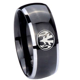 8mm Love Power Rangers Dome Glossy Black 2 Tone Tungsten Mens Ring Personalized