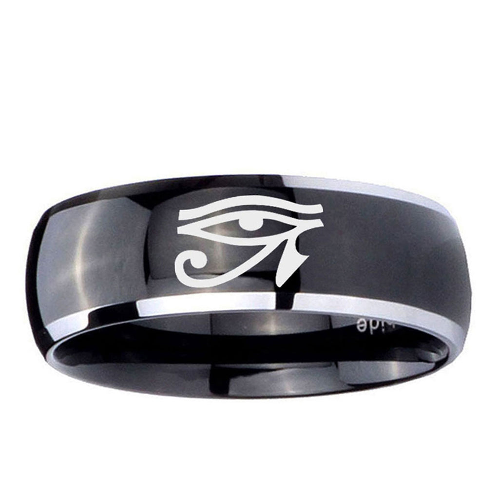 10mm Seeing Eye Dome Glossy Black 2 Tone Tungsten Ring
