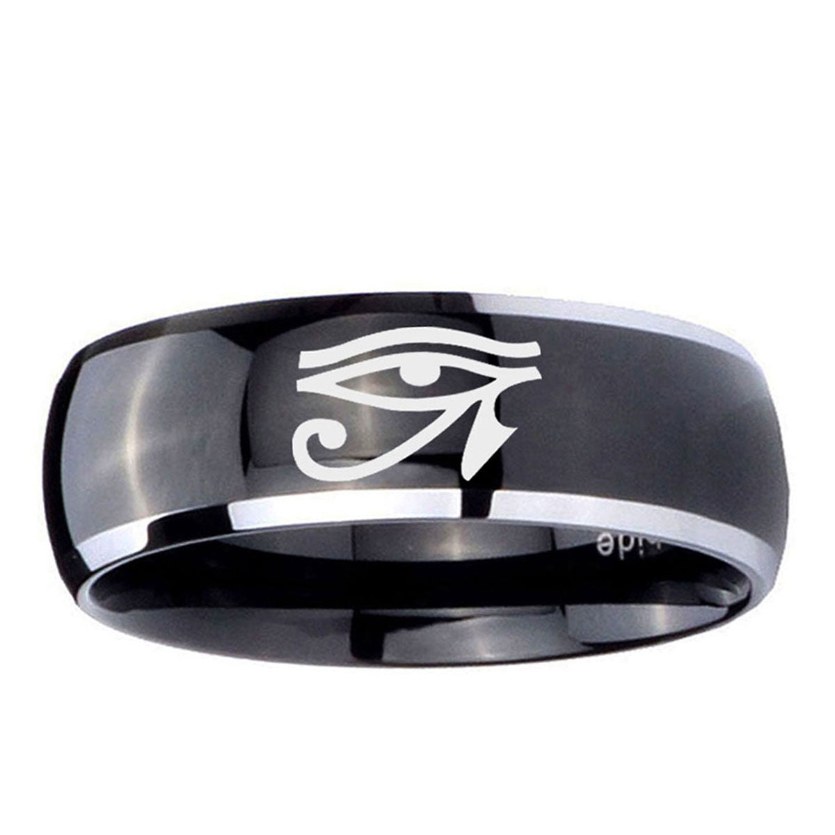 10mm Seeing Eye Dome Glossy Black 2 Tone Tungsten Ring