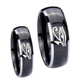 Seeing Eye Dome Glossy Black 2 Tone Tungsten Mens Band Set