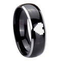 10mm Dome Glossy Black Middle Zelda Heart Two Tone Tungsten Men's Ring