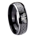 8mm Celtic Zelda Dome Glossy Black 2 Tone Tungsten Ring