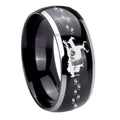 8mm Deer Hunting Dome Glossy Black 2 Tone Tungsten Mens Ring