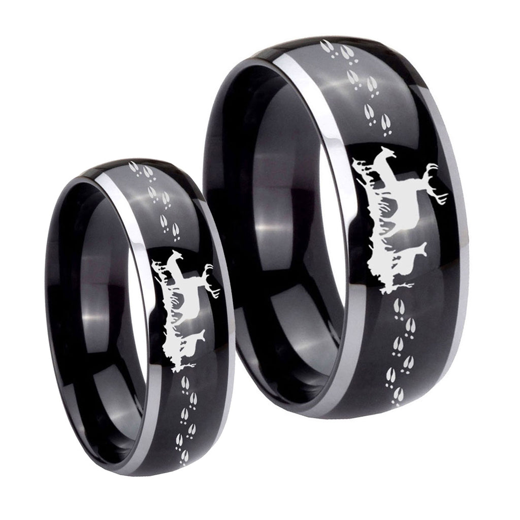 Deer Hunting Dome Glossy Black 2 Tone Tungsten His and Hers