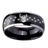 10mm-Deer-Antler-Dome-Glossy-Black-2-Tone-Tungsten-Carbide-Engraved-Ring