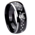 8mm Deer Antler Dome Glossy Black 2 Tone Tungsten Mens Ring