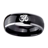 10mm-Om-Aum-Yoga--Dome-Glossy-Black-2-Tone-Tungsten-Carbide-Personalized-Ring