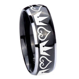 10mm-Hearts-and-Crowns-Dome-Glossy-Black-2-Tone-Tungsten-Carbide-Rings-for-Men