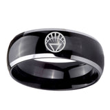 5, 8mm White Lantern Dome Two Tone Black Tunsten Carbide Ring