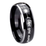8mm-Sound-Wave-I-love-you-more-Dome-Glossy-Black-2-Tone-Tungsten-Men's-Band-Ring