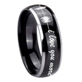 8mm Sound Wave I love you more Dome Glossy Black 2 Tone Tungsten Ring