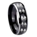 8mm Deer Tracks Dome Glossy Black 2 Tone Tungsten Men's Ring