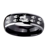 10mm-Deer-Hunting-Tracks-Dome-Glossy-Black-2-Tone-Tungsten-Personalized-Ring