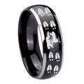 8mm Deer Hunting Tracks Dome Glossy Black 2 Tone Tungsten Ring