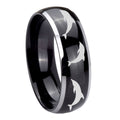 8mm Dolphins Dome Glossy Black 2 Tone Tungsten Men Bands