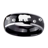 8mm-Bear-and-Paw-Dome-Glossy-Black-2-Tone-Tungsten-Carbide-Mens-Wedding-Ring