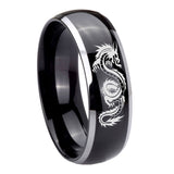 10mm-Dragon-Dome-Glossy-Black-2-Tone-Tungsten-Carbide-Men's-Band-Ring