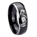 10mm Dragon Dome Glossy Black 2 Tone Tungsten Carbide Men's Band Ring