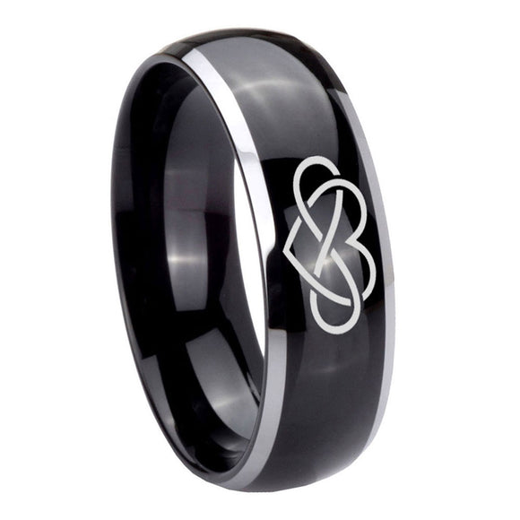 8mm-Infinity-Love-Dome-Glossy-Black-2-Tone-Tungsten-Carbide-Wedding-Band-Ring