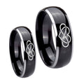 Infinity Love Dome Glossy Black 2 Tone Tungsten Mens Band Set