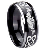 8mm-Irish-Claddagh-Dome-Glossy-Black-2-Tone-Tungsten-Wedding-Engagement-Ring