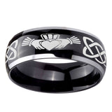 10mm-Irish-Claddagh-Dome-Glossy-Black-2-Tone-Tungsten-Carbide-Men's-Engagement-Ring