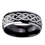 10mm-Celtic-Knot-Dome-Glossy-Black-2-Tone-Tungsten-Carbide-Engraved-Ring