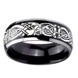 8mm-Celtic-Knot-Dragon-Dome-Glossy-Black-2-Tone-Tungsten-Men's-Wedding-Band