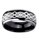 8mm-Celtic-Knot-Dome-Glossy-Black-2-Tone-Tungsten-Carbide-Men's-Wedding-Ring
