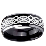 10mm Celtic Knot Dome Glossy Black 2 Tone Tungsten Ring