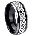10mm Celtic Knot Love Dome Glossy Black 2 Tone Tungsten Carbide Engraved Ring