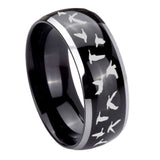 10mm-Flying-Geese-Hunting-Dome-Glossy-Black-2-Tone-Tungsten-Carbide-Engraved-Ring