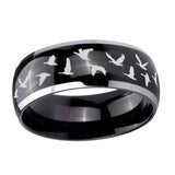 10mm-Flying-Geese-Hunting-Dome-Glossy-Black-2-Tone-Tungsten-Carbide-Engraved-Ring